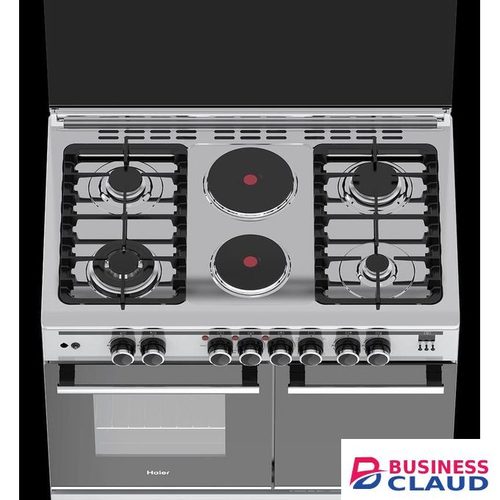 Haier 60cm x 90cm 4 Gas Burners and 2 Rapid Hotplate Free Standing Cooker with Electric Oven and Gas Sensor