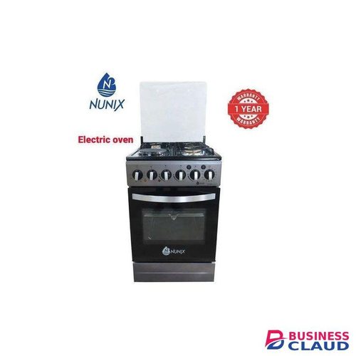 Nunix 50 by 55 free standing cooker 3 gas 1 electric plate with electric oven and jet valve