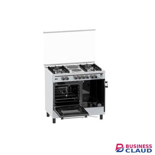 Haier 60x90cm Standing Cooker, 4 Gas Burners(1 WOK) + 2 Electric HotPlates, Rotisserie & Cylinder Storage Compartment