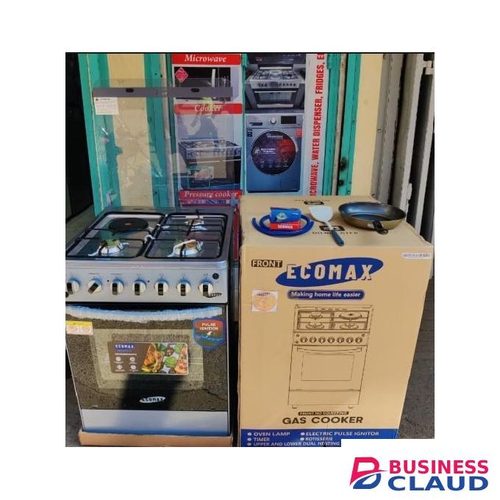 Ecomax 60*60 3+1 Standing Cooker, With Free Gas Pipe, Spatula, Frying Pan, 13Kg Regulator & Clips Available in Color Black and Silver