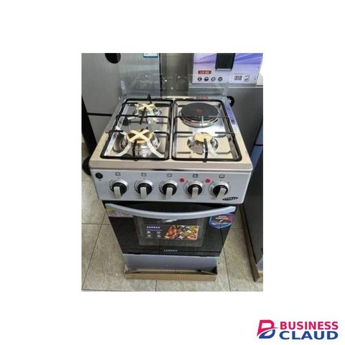Ecomax 50*55 3+1 Standing Cooker, With Free Gas Pipe, Spatula, Frying Pan, 13Kg Regulator & Clips Available in Color Black and Silver