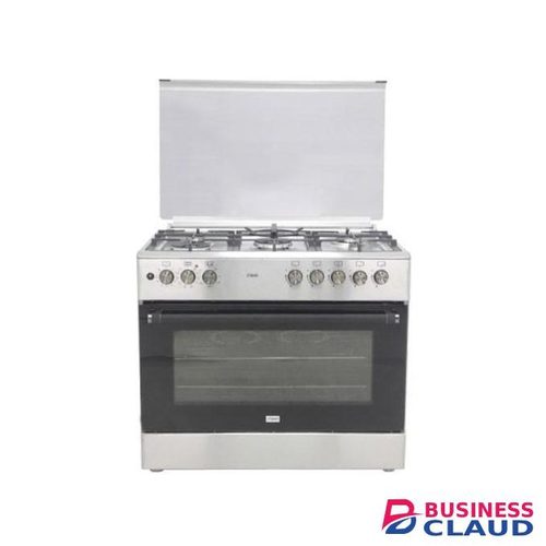 Standing Cooker, 90cm X 60cm, 5 Gas Pool Jet Burners (1 Wok), FLAME FAILURE SAFETY, Auto Ignition, 10 Function Electric Oven (Air Fry+Convection Fan), GAS CYLINDER CABINET, Rotisserie, Half Inox