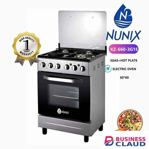 Nunix Gas cooker-60 by 60 free standing 3+1 cooker
