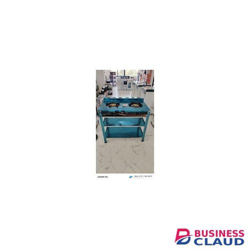 Heavy duty double burner standing gas stove with shelves