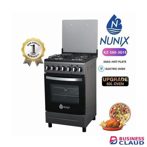 Nunix Free Standing 3 Gas + 1 Electric Hotplate,Electric Oven Cooker With Stainless top