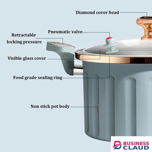 Soft-Touch 10L Nonstick Mini Pressure Cooker Sufuria with Secure Lock Lid and Heat-Resistant Handles for Easy, Efficient Cooking