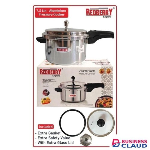 Redberry 7.5L Aluminium Pressure Cooker with Glass Lids with Extra Gasket & Safety Valve