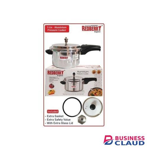 Redberry Aluminium Pressure Cooker with Glass Lid, 12 Litres and 5 Litres Capacity, Strong, Durable and High Quality Cooking Pot
