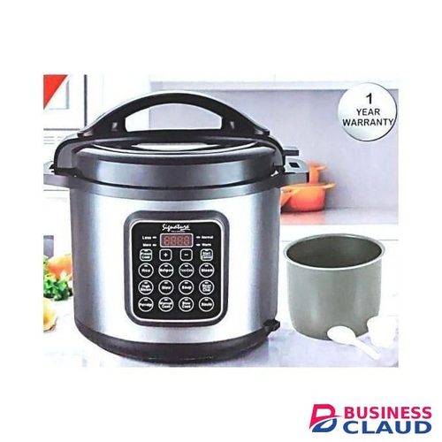 Signature Electric Pressure Cooker, Slow Rice Cooker, Steamer, Sauté, Yogurt Maker, Warmer & Sterilizer, Stainless Steel pot, 12 Liters, 1600 Watts
