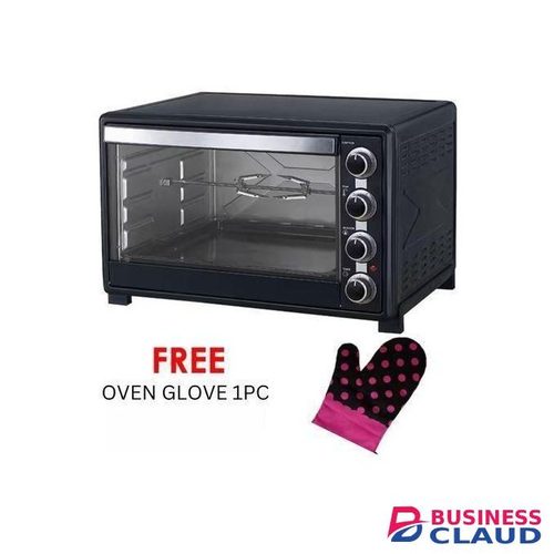 TLAC 100L Electric Oven Conventional 60LT 2800W 4 Stage Switch Heating Selection Free Oven Glove Black 1yr Warranty