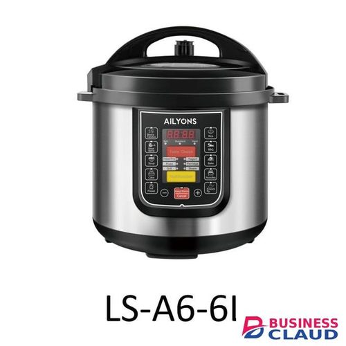 AILYONS LS-A6 6L Electric Pressure Cooker – Smart Presets, Safety Lock & 1000W Family Cooking (Silver)