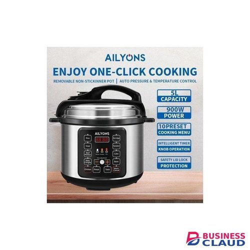 AILYONS 5L Pressure Cooker – Electric, Modern Design, Non-Stick Pot, Safety Features