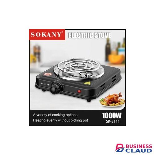 Sokany 1000W Electric Single Spiral Hot Plate, On/Off Indicator Light, Plastic Knob, Non-Slip Rubber Feet,Electric Stove