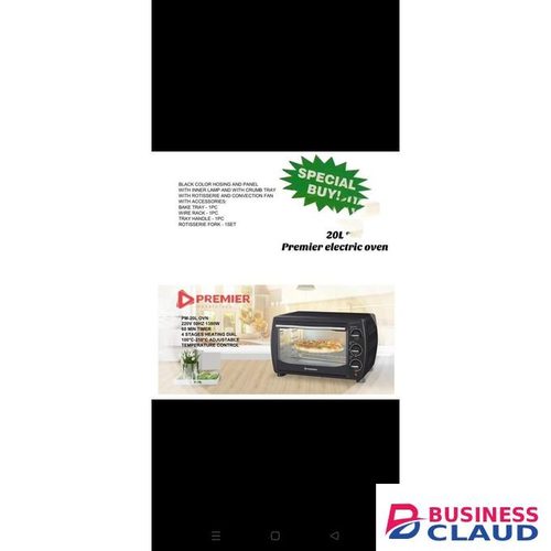 Premier 20L Compact Electric Oven, 60 Minute timer, 4 stages heating dial