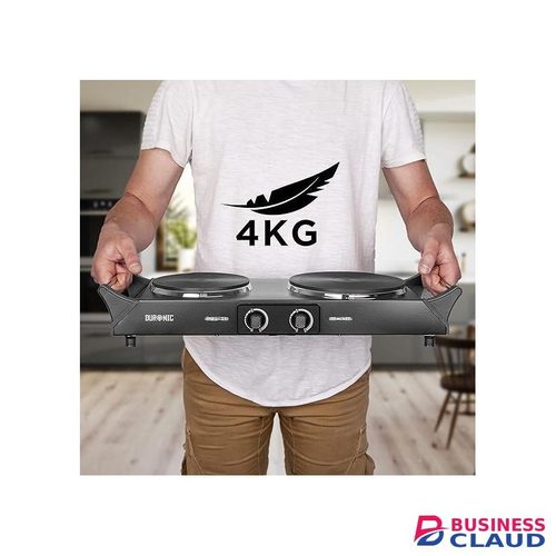 Duronic Portable Electric Hot Plate Hob Cooktop Double Boiling Ring Cooker 2500W Black Table Top Hotplate (1500W & 1000W) with Handles