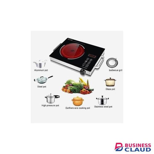 Hoffmans Digital Infrared Cooker, 2200W Portable electric cooker Cooktop 11 Power Levels Hot Plate for Cooking, LED Touch Display, Black Crystal Panel, Timer, Anti-scalding Handle Design