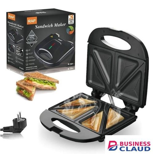 RAF Mini Electric Sandwich Maker 750W Double-sided Heating Egg Cake Oven Iron Grill Machine for Quick Breakfast Cooking with Stainless Steel Non-stick Coating Durable and Easy to Clean