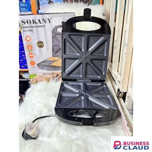 Sokany Hot Sale Hot Selling KJ-126B 1200W 220V Electric Sandwich Maker,4 Slice Dual Toast Grill Non Stick Jaffle Press Waffle Maker Cake Oven Breakfast Machine