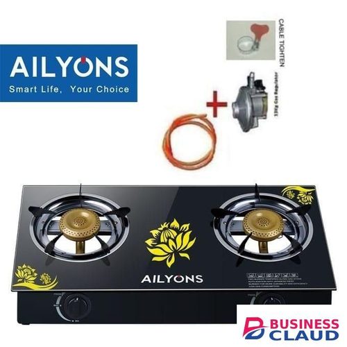 AILYONS 2 Burners Glass Table Top Double Burner Gas Stove