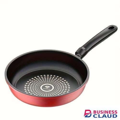 Cast iron frying pan - red and black, with heat retention and even heat distribution properties, suitable for gas/electric stoves (hand wash only), healthy smoke reduction cookware, compatible with induction cookers