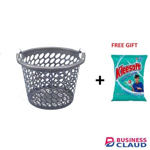 Kenpoly Laundry Basket No. 3/ Grey+ Free Kleesoft Washing Powder