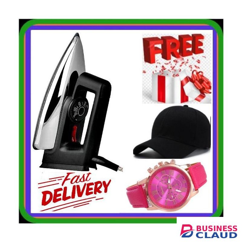 AILYONS User-Friendly 1000W Electric Dry Iron Box – Durable IronBox Teflon Soleplate For Smooth Ironing + FREE GIFTS CAP & WRIST WATCH .