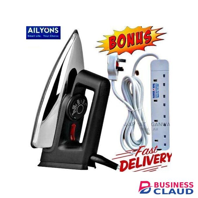 AILYONS PROFESSIONAL 1000W IRON BOX – PERFECT FOR SCHOOL UNIFORMS, OFFICE WEAR & TAILORING + FREE POWER SOCKET