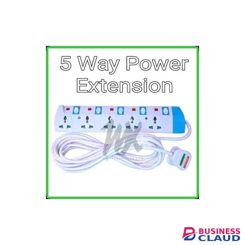 Power King 5-Way-Power Extension Long Cable With Switch & Fuse And Led Light