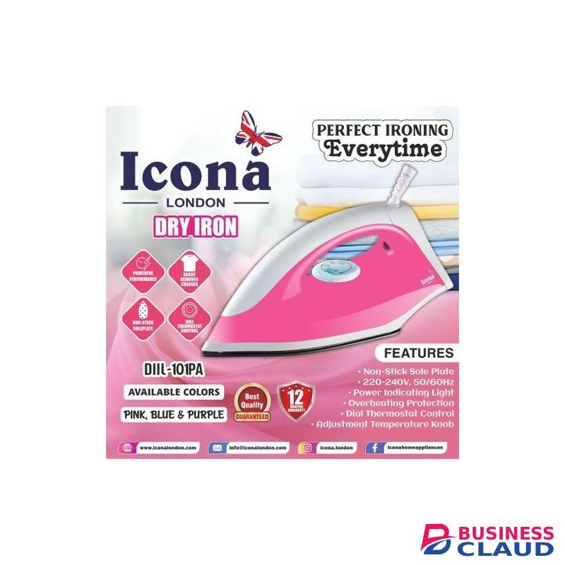 Icona London Quality Non-stick Coated Dry Iron