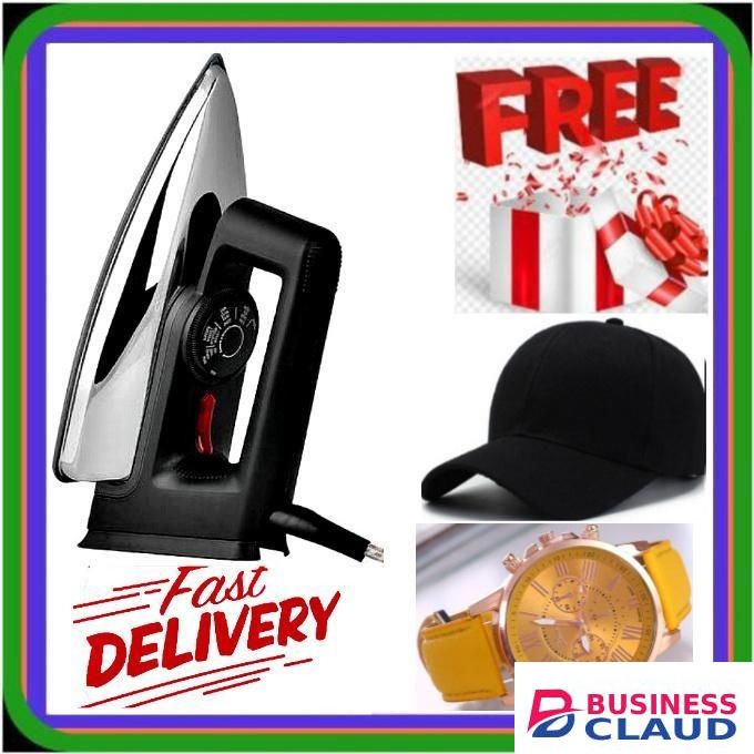 AILYONS User-Friendly 1000W Electric Dry Iron Box // IronBox – Teflon Soleplate For Quality Smooth Ironing + FREE GIFTS CAP & WRIST WATCH