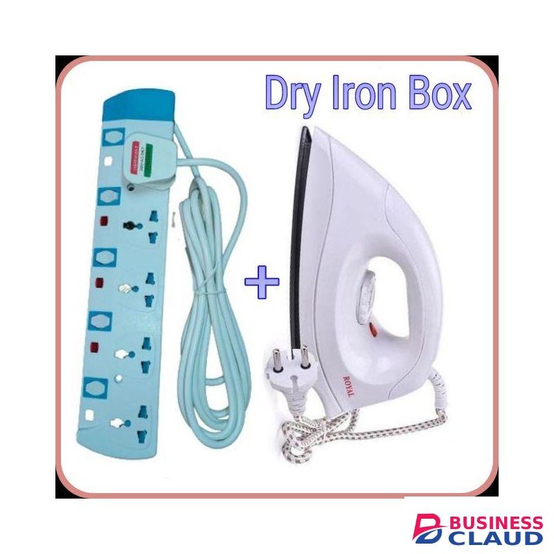 Power King 5 WAY Power Extension Cable +Quality Dry Iron Box