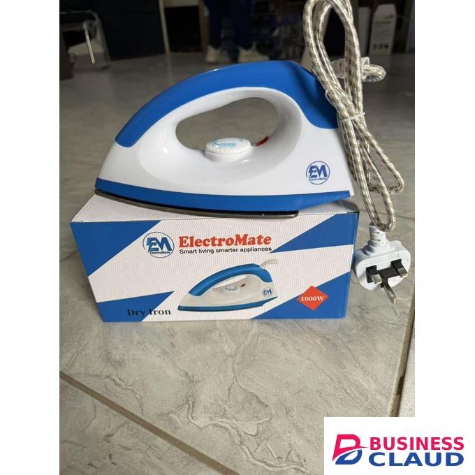 ElectroMate 1000W Professional Dry Iron with Non-Stick Soleplate and 5-Gear Precision Temperature Control for Fast and Efficient Ironing