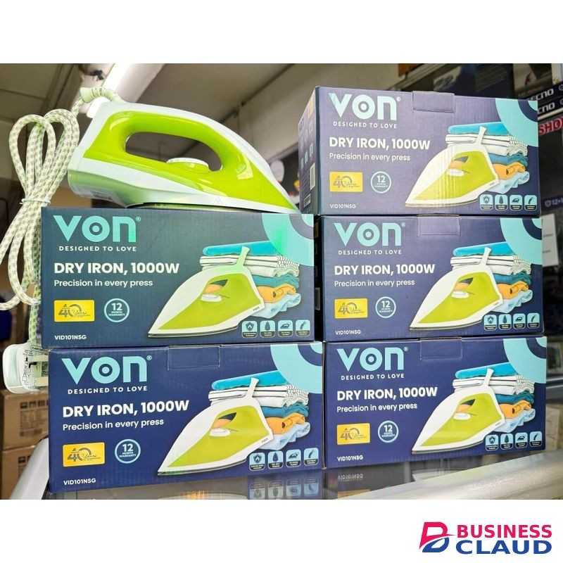 VON VID101NSG 1000W Dry Iron – Non-Stick Soleplate,