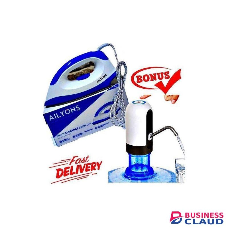 AILYONS HD-198A Electric Dry Iron Box White & Blue plus Free Electric water pump
