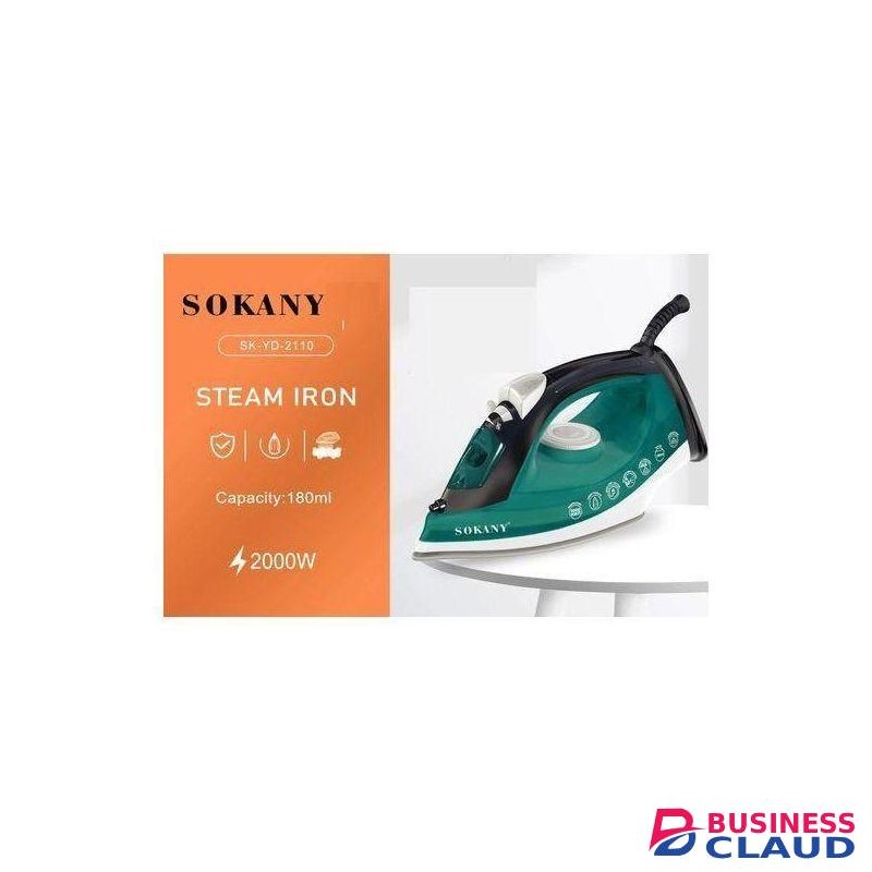 Sokany Powerful Steam Iron/dry Iron, 2000W Power, 180ml Water Tank, Ceramic-Coated Soleplate