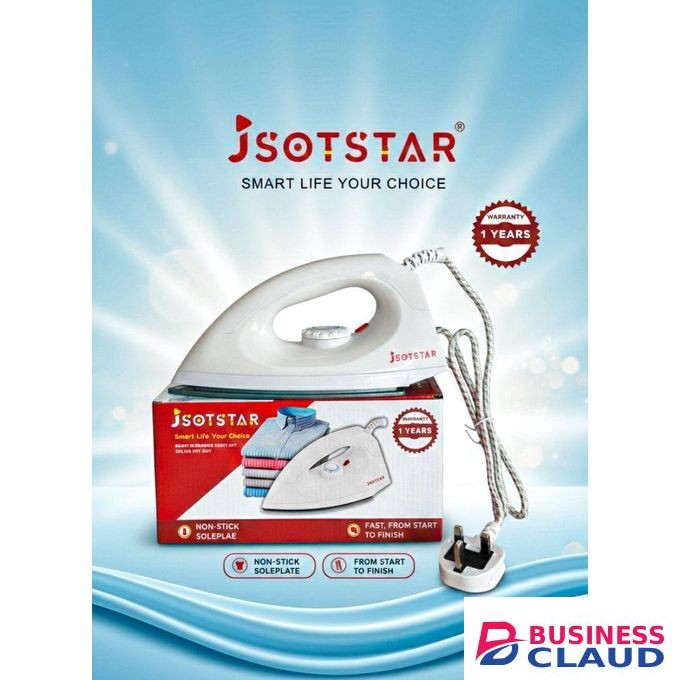 JS201 Dry Iron Box – Non-Stick Soleplate Classic Iron for Smooth & Efficient Wrinkle Removal