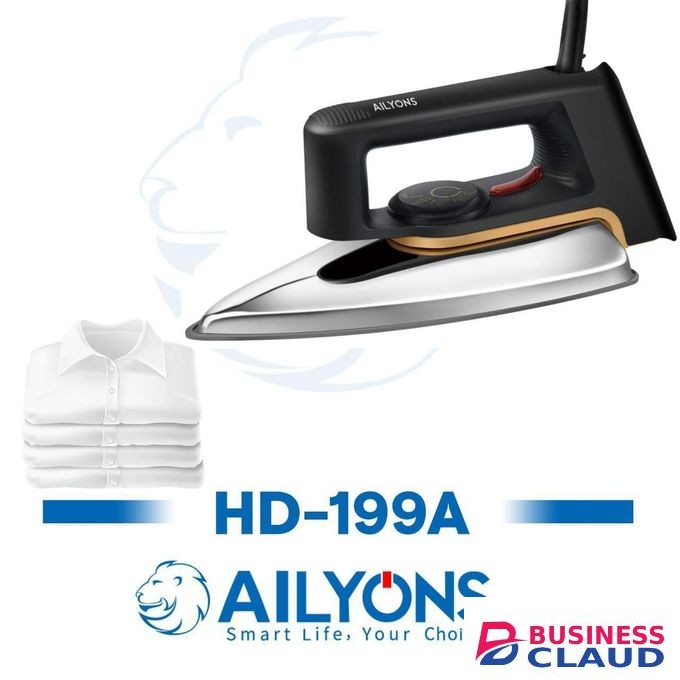 AILYONS 199A Electric Dry Iron Box Silver & Black (1YR WRTY)