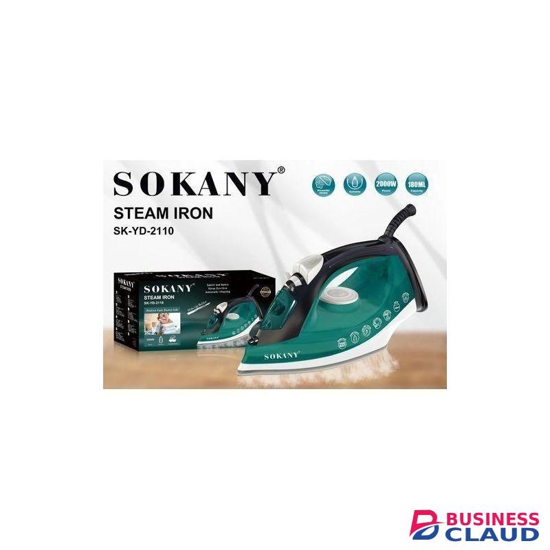 Sokany Heavy Duty Steam Iron/dry Iron, 2000W Power, 180ml Water Tank, Ceramic-Coated Soleplate