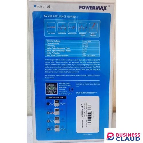 Powermax AVS 30 Automatic Voltage Switcher - 30 Amps Appliance Guard.Protects from harmful voltage fluctuations