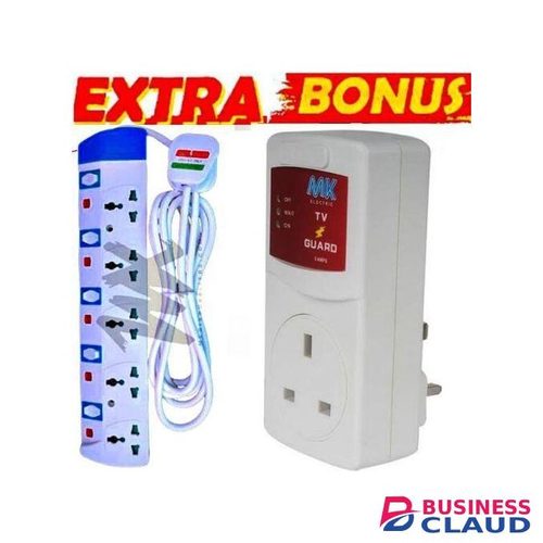 Powermax Power King Long-Lasting 5Way // 5 Way Extension Cable // 5-Socket Power Strip – Perfect For Desktops & Appliances + TV GUARD POWER PROTECTOR