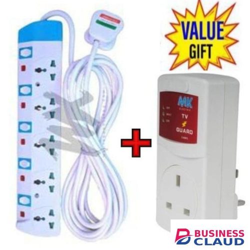 Power King HOME BEST 5 WAY POWER EXTENSION WITH LONG CABLE FOR ELECTRONIC DEVICES+ FREE TV GUARD