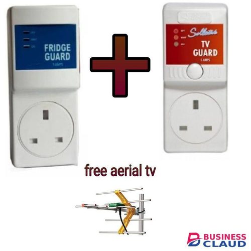 MK Electronics TV Guard &Fridge Guard Surge Protectors.White,//free Gift