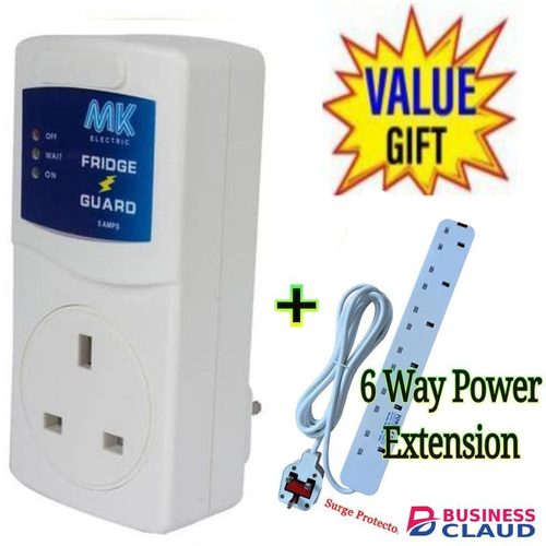 MK Fridge Guard Voltage Surge Protector+6 Way Power Extension