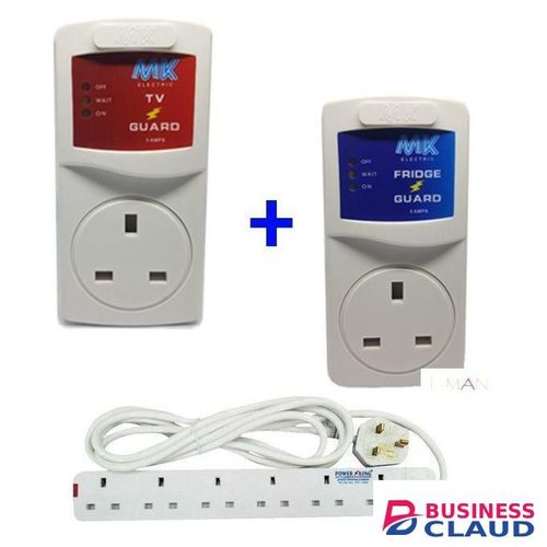 MK TV Guard + Fridge Guard + 4-Way Extension Power Strip – Complete Protection & Convenience