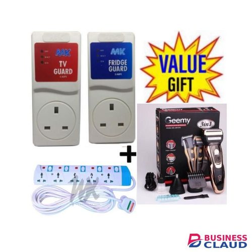 MK TV Guard+Fridge Guard+5 Way Power Extension+3in1 Electric shaver