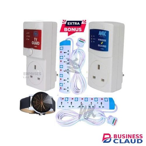 MK 7 Amps QUALITY TV GUARD FOR DIGITAL SMART TV +FRIDGE GUARD +FREE 2*5 WAY EXTENSION + Quartz LUXURY MEN WATCH