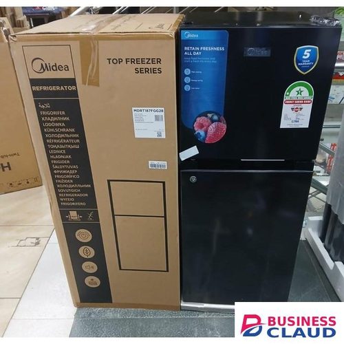 Midea 127L Double Door Direct Cool Top Mount Freezer Fridge - Jazz Black Finish