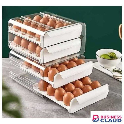 32 Grid Egg Tray Holder Double-Layer Fridge Drawer Storage