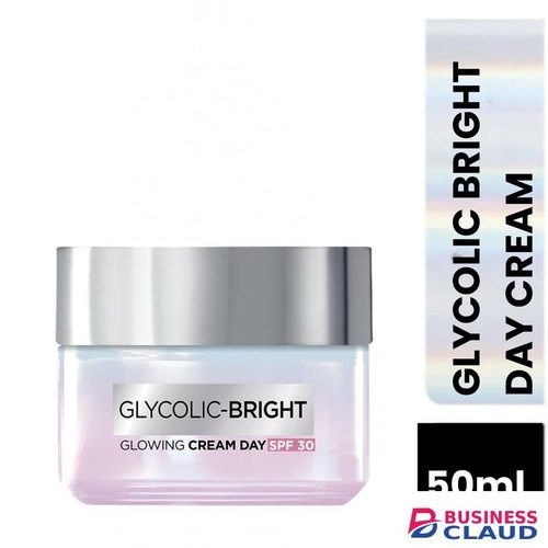 L'Oréal Glycolic Bright Glowing Cream Day SPF30, Enriched with Glycolic Acid to Renew Skin Texture, Reduces Dark Spots in 2 Weeks- 50ml