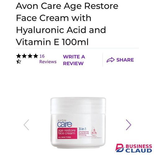 Avon Care Age Care Age Restore Face Cream With Hyaluronic Acid And Vitamin E 100ml